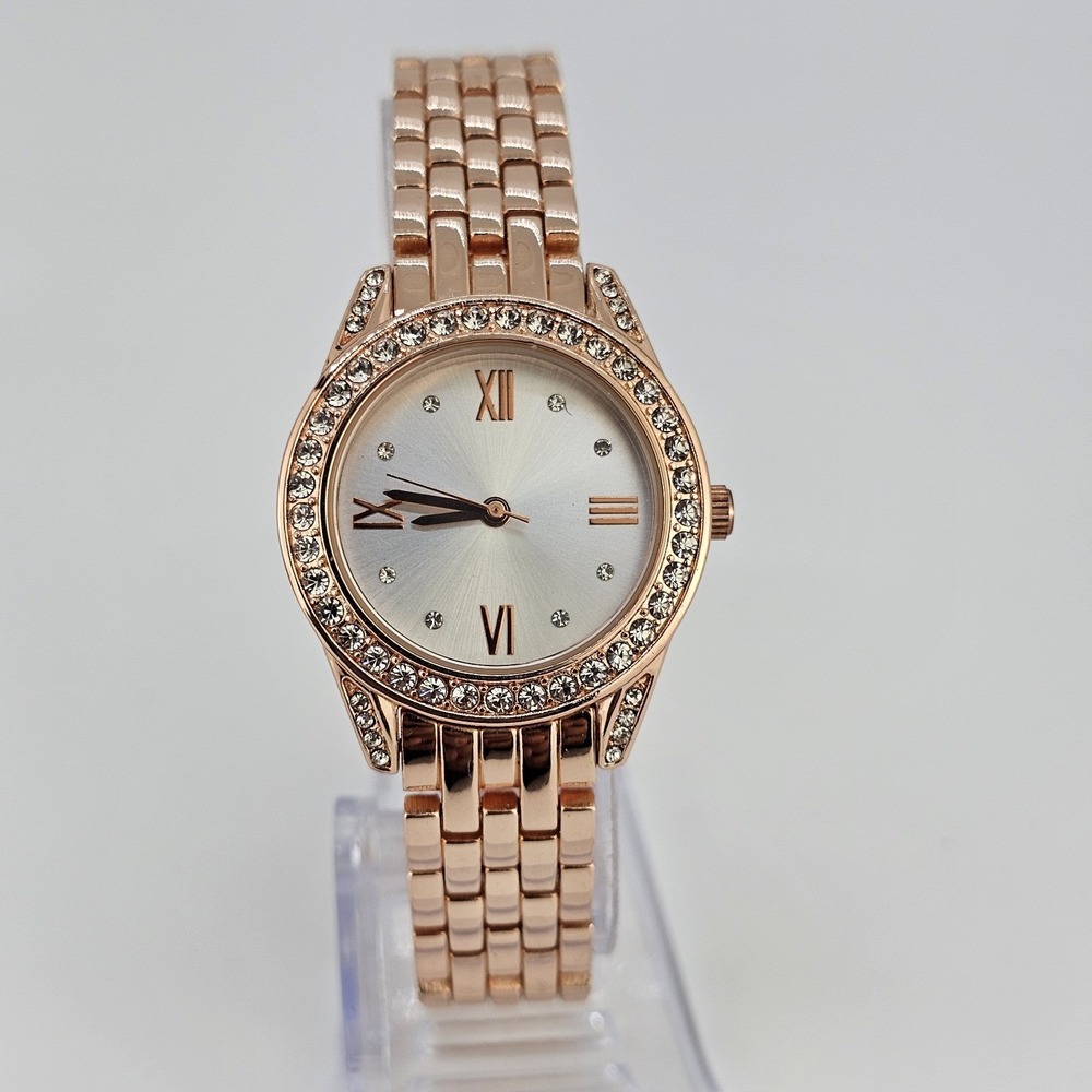 30MM Watch Women Gold Dial Gold Bracelet Band 6.75" NEW Battery‎